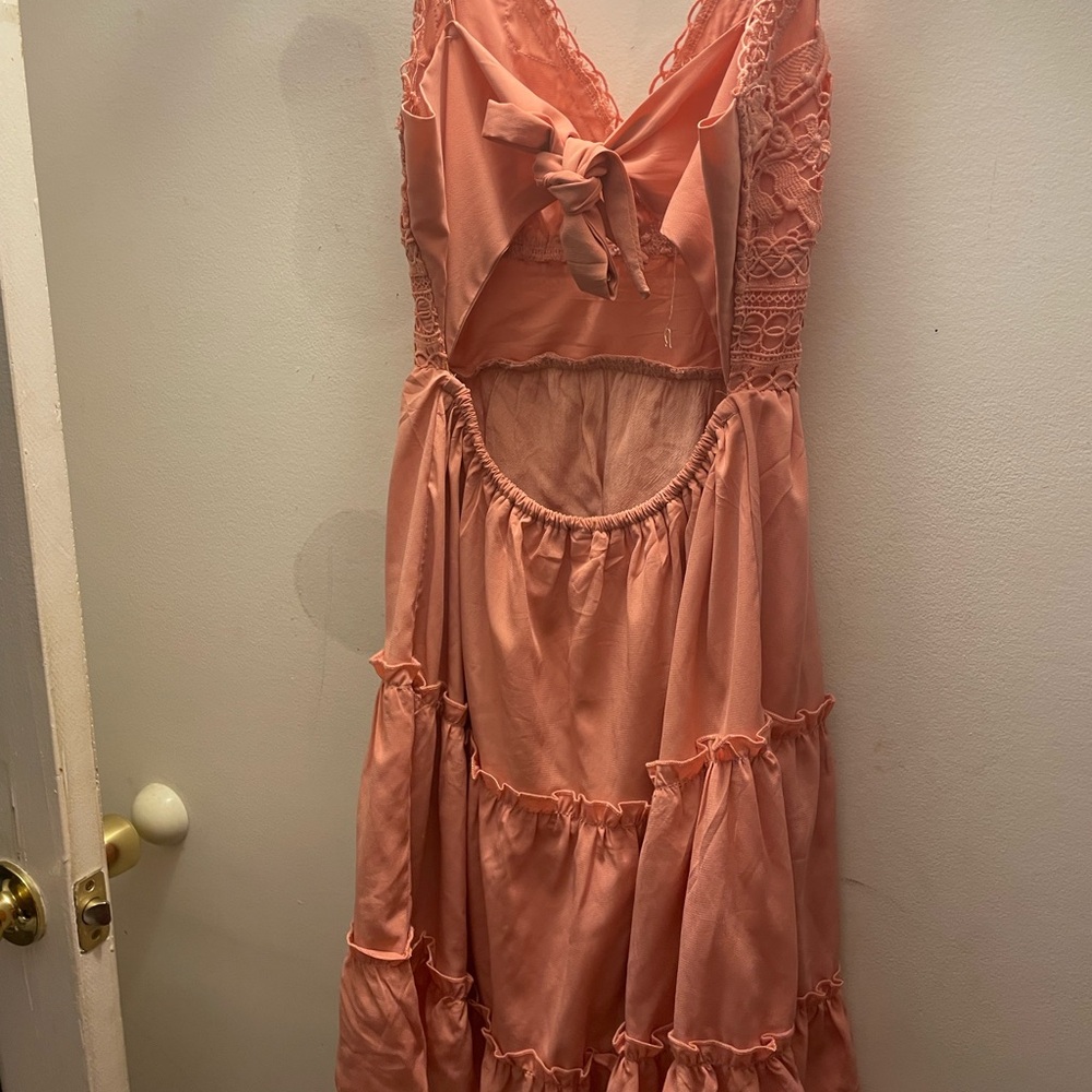 Pink Lace Cutout Dress